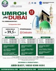 Paket Umrah Plus Dubai, Umrah  12 hari, Btt – Ast,   Keberangkatan 24 September  2025